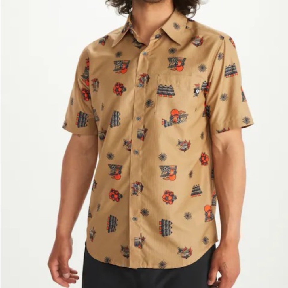 Marmot Syrocco Short Sleeve Brown Shirt X-Large NWT